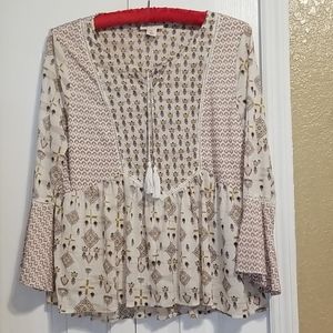 Boho mid sleeve top - multi color